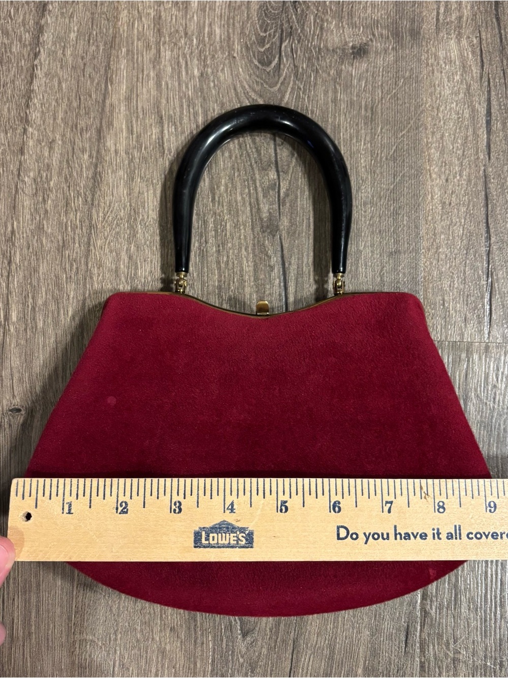 1950s Morris Moskowitz Vintage Maroon Wool Handbag with Bakelite Handle - Picture 11 of 14